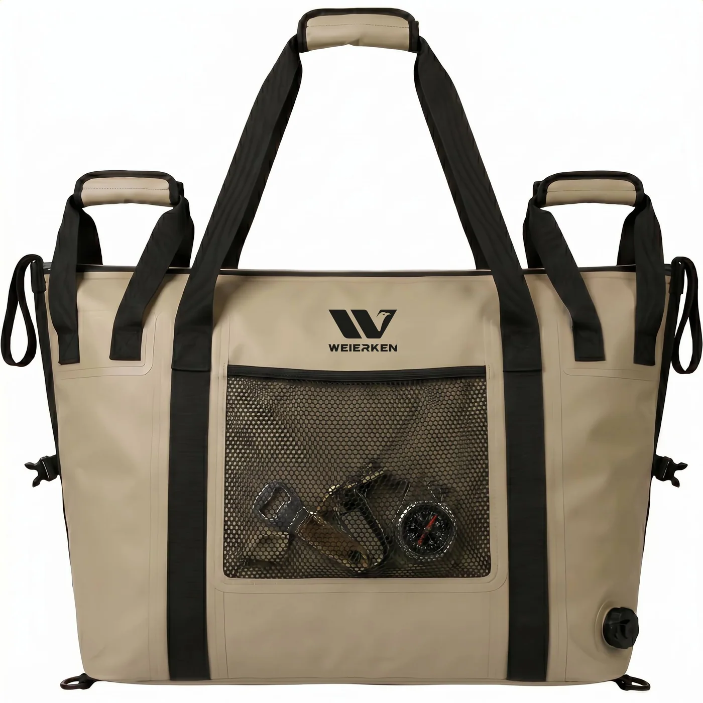 Fishing cooler bag with multiple carrying handles