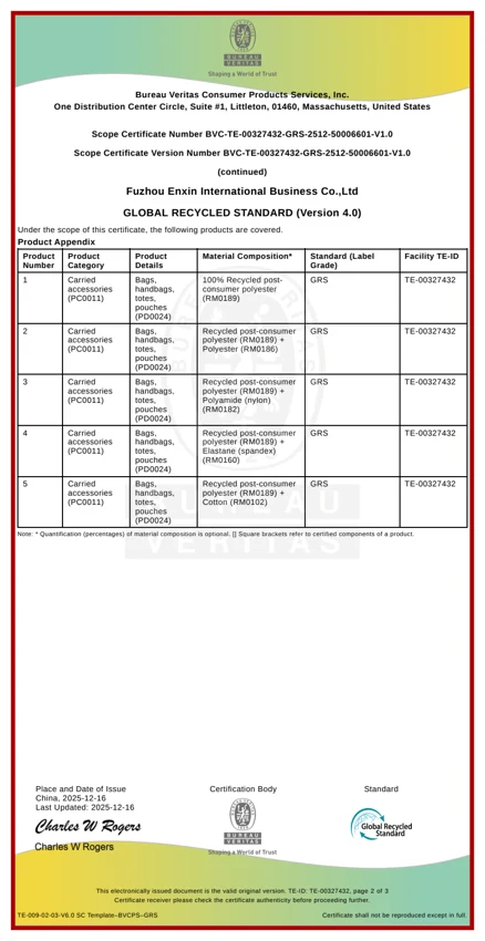 GRS Product Appendix