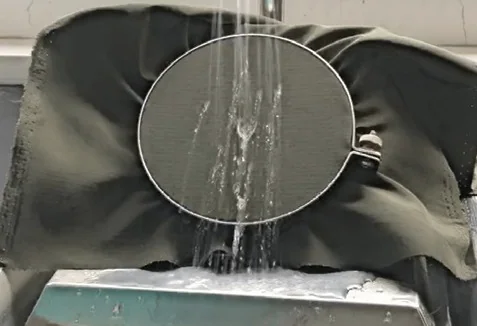 Water-repellency test equipment from Weierken's outdoor bag production presentation