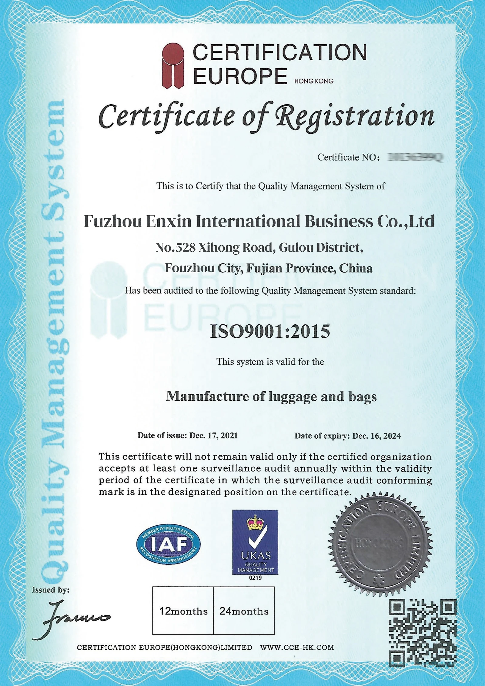 ISO 9001:2015 — Historical Record